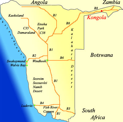 namibia map kongola