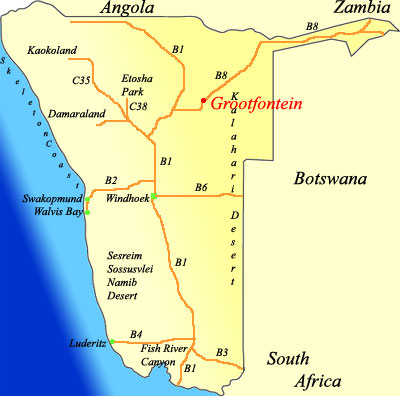 map of Grootfontein namibia