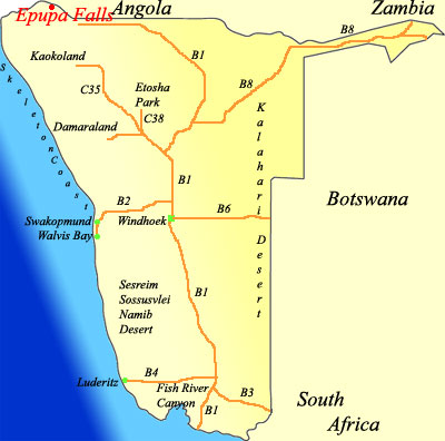 map of Henties Bay Namibia