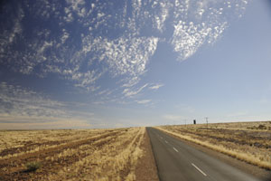 Typical empty tar road of Namibia