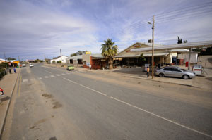 Tar road in a small town of Namibia