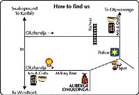 Map showing Omolunga Guesthouse Okahandja