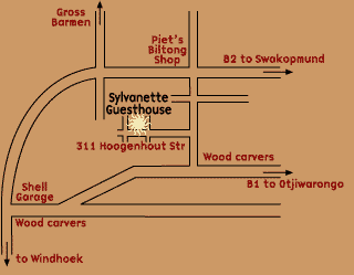 directions to Sylvanette Guesthouse Okahandja