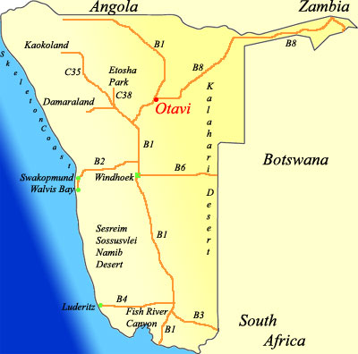 map of Otavi Namibia