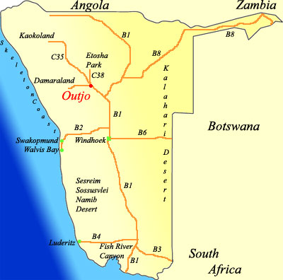 map of Outjo Namibia