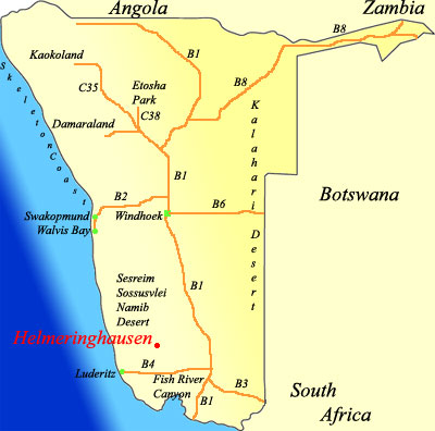 map of Grunau namibia