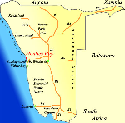 map of Henties Bay Namibia