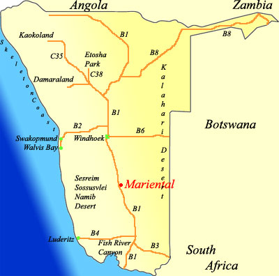 map of Mariental Namibia