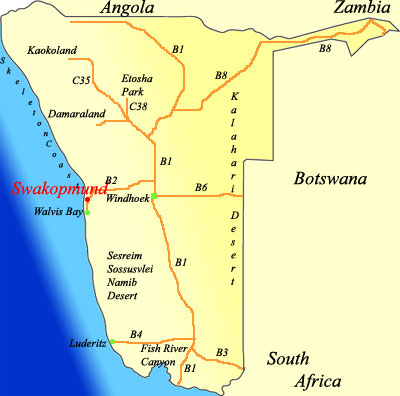 map of Swakopmund Namibia
